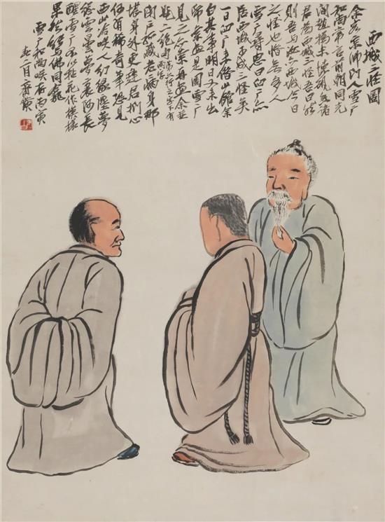 《西城三怪》 齐白石 轴 纸本设色 60.9×45.1cm 1926年 中国美术馆藏